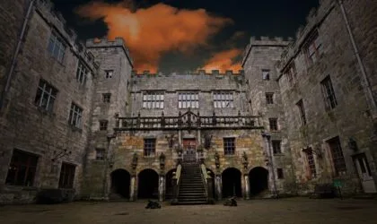 Chillingham Castle on a stormy night